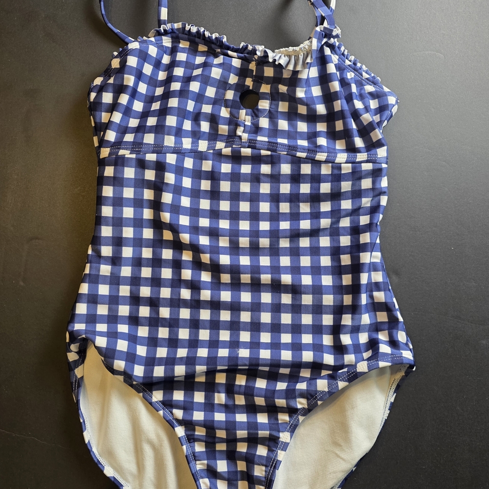 Girls' Blue Gingham One-Piece Swimsuit - Kids Swim